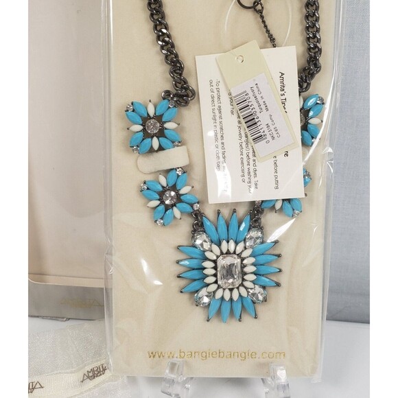Amrita Singh Women Turquoise Ivory Rhinestone Necklace Southwestern Chunky - Picture 10 of 16